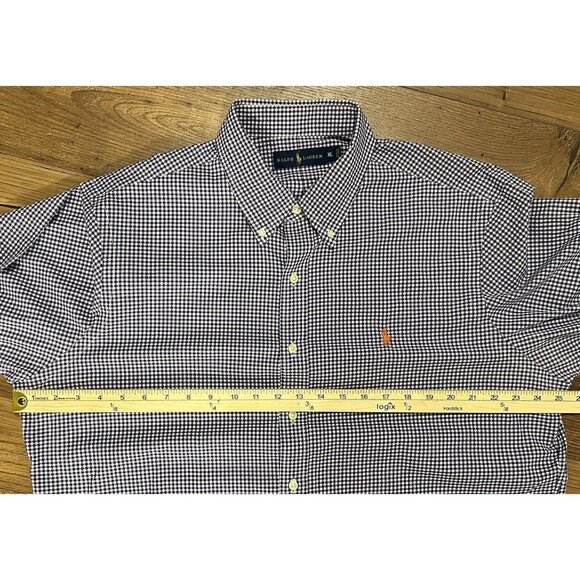 Ralph Lauren Button Down Shirt Men’s XL Gingham Check Purple White Long Sleeve - Picture 7 of 12